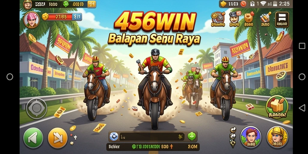 Gameplay balapan yang seru di 456WIN dengan trek yang menantang.