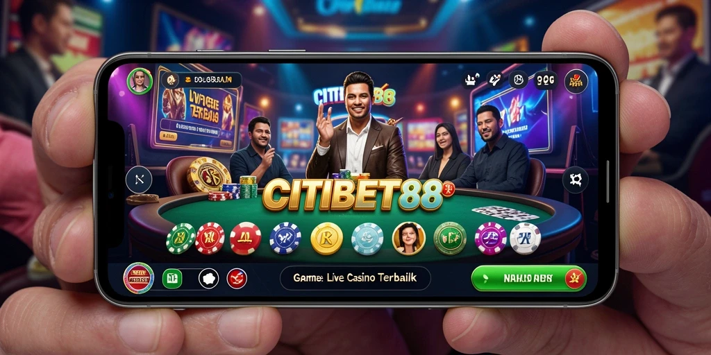 Screenshot gameplay Live Casino CITIBET88 yang menampilkan dealer dan meja taruhan.