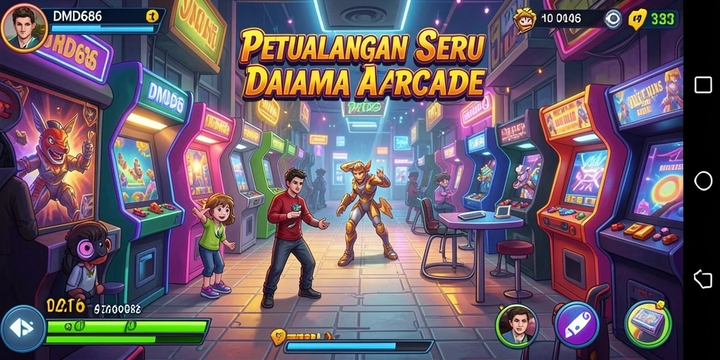 Tampilan gameplay DMD686 yang penuh warna dan menantang.