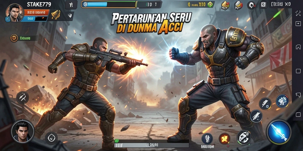 Screenshot STAKE779 menampilkan aksi seru dan karakter yang dinamis.
